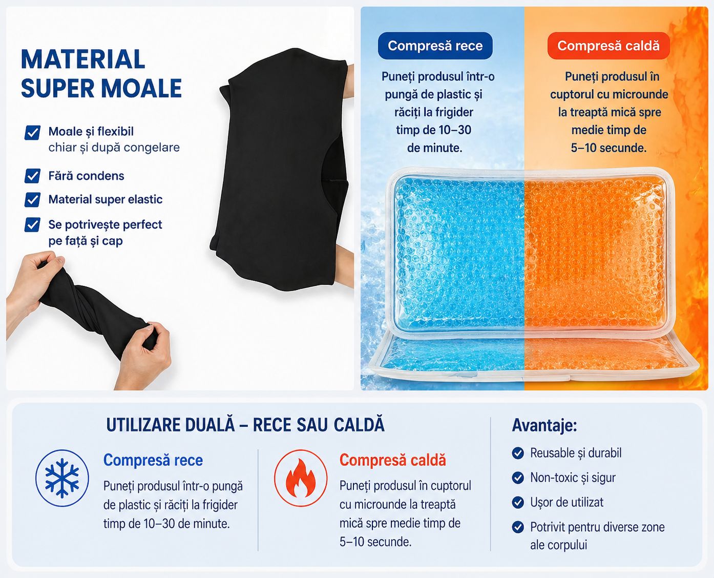 Căciulă Gel Ice pentru ameliorarea durerilor de cap